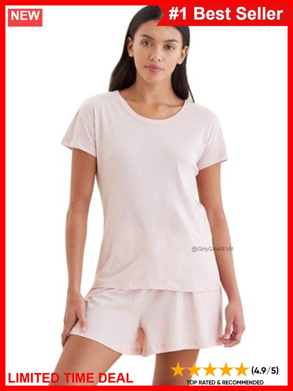 Organic Cotton Pajama Tee Lightweight Stretchy Sleepwear Lounge Top